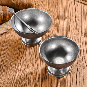 Stainless Steel <b>Dessert</b> Bowl With Stem Ice Cream Cup For Party And Banquet Use Solid Color Design - Product Image 2