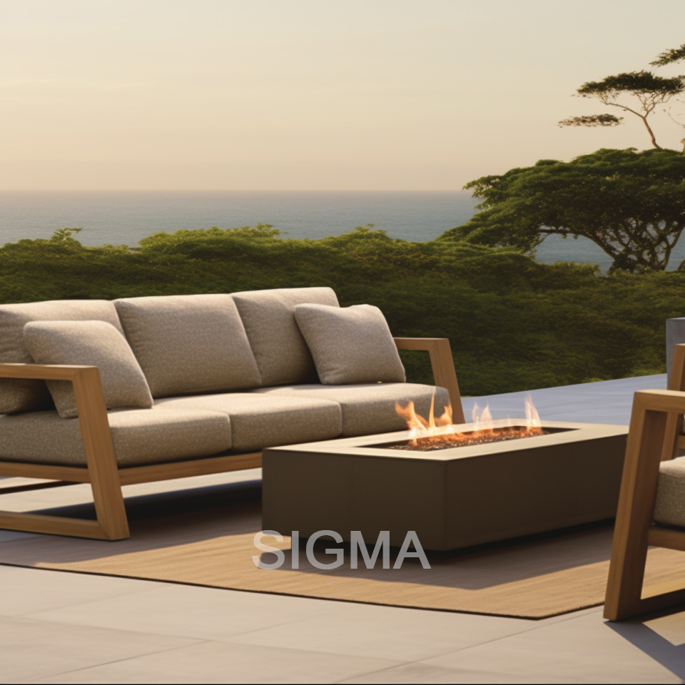 Wholesale designer outdoor modular garden furniture teak solid wood sofa set patio chaise