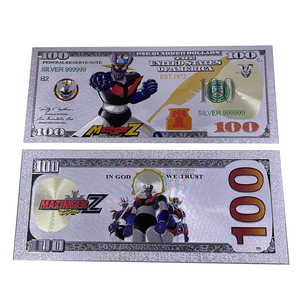 Nueva Llegada Anime <span class=keywords><strong>Mazinger</strong></span> Z Billete de Plástico Bañado en Plata de 100 Dólares Colección de Tarjetas de Dibujos Animados - Product Image 3