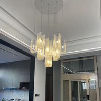 Lustre en verre de style français et d'inspiration italienne, couleur crème, motif nuageux, suspension en forme de ligne de pêche, lumière LED E12, intensité variable 3000-6000K