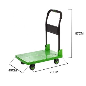 Chariots à plateforme pliables, chariots industriels, chariots à double poignée, chariots silencieux, chariots à roues en acier vert, chariots à charge lourde - Product Image 2