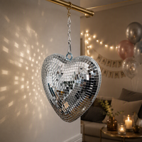 Ornement suspendu en verre en forme de cœur, miroir réfléchissant, décoration pour fête, mariage, maison, Noël