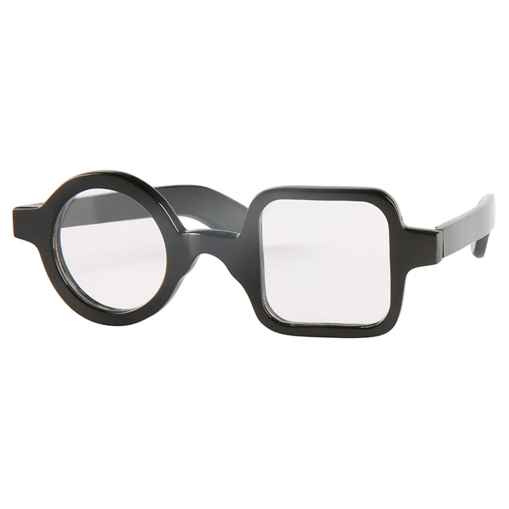 Unique Handmade Asymmetric Half Left Square Half Right Round Black Buffalo Horn Optical Glasses Reading Eyeglasses for Couples