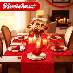Napperons et <span class=keywords><strong>chemin</strong></span> de <span class=keywords><strong>table</strong></span> en forme de cœur pour la Saint-Valentin, en peluche douce, imitation <span class=keywords><strong>fourrure</strong></span>, jacquard, <span class=keywords><strong>chemin</strong></span> de <span class=keywords><strong>table</strong></span> printemps-été avec napperons décoratifs - Product Image 4