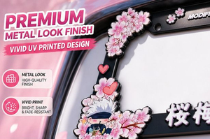 Splendido Porta Targa Decorativo 3D con Fiori di Ciliegio Giapponesi (Sakura) e Pesco, Misura Standard USA 31*16cm - Product Image 2