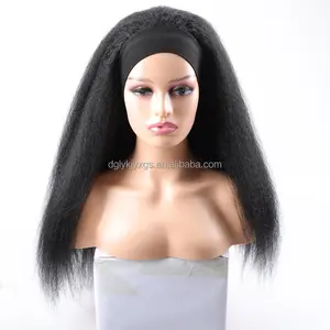 WF02 Blonde Black Headband Wig Women Afro Synthetic Hair Headband Wigs Long Kinky Straight Kinky Curly Wig