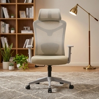 Chaise de bureau ergonomique de luxe en maille à dossier haut, appui-tête 3D, accoudoirs réglables, soutien lombaire doux, confort longue durée pour le bureau à domicile