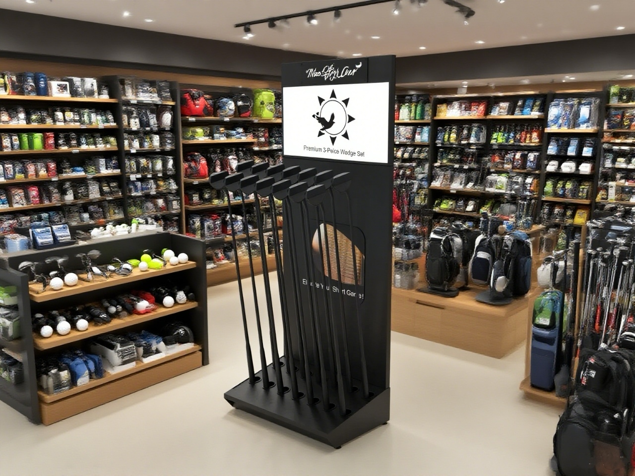 Customized Metal Golf Wedge Display Stand 3 Piece Set Organizer for Golf Shops & Retail Store — view 4