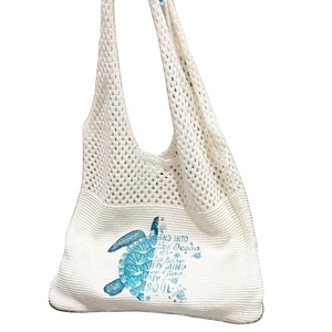 Borsa a maglia a Crochet a maglia borsa leggera con motivo a tartaruga marina con motivo a maglia e <span class=keywords><strong>uncinetto</strong></span> per Shopping estivo da spiaggia - Product Image 1
