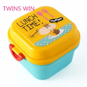 Korea Nieuwste Stijl Kinderen Cartoon Kleurrijke Kleine Vierkante Vorm Plastic Lunchbox Voedsel Opslag Containers Voor Kinderen 172