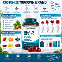 Gummies personnalisées OEM/ODM sous marque privée pour la santé cérébrale avec café, cerise, vitamines B6 et B12, support de documentation inclus