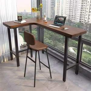 Solid Wood L Shape Bar <b>Table</b> High <b>Table</b> For <b>Balcony</b> Leisure Modern Home Use Durable Design - Product Image 4