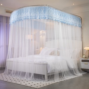 Luxe rose princesse Style Portable dentelle <span class=keywords><strong>moustiquaire</strong></span> plié Polyester maison Camping en plein air roi double été anti-moustique - Product Image 6