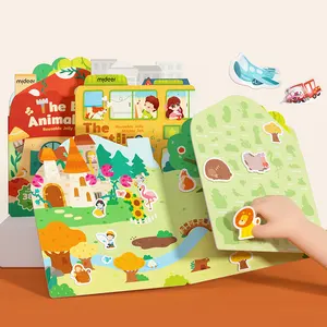 MIDEER MD1244 Set di adesivi in gelatina riutilizzabili-gli adesivi pois della città degli animali occupati per gli adesivi dei cartoni animati dei bambini
