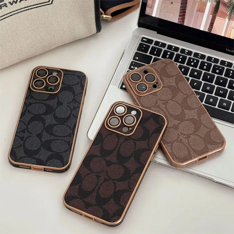 Popular Brand Luxury Design Camera Lens Full Protection Leather Phone Case For iPhone 15 Pro Max 14 13 12 11