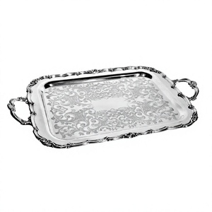 Bandeja de Metal Decorativa para Chocolate, Forma Rectangular, Plato de Servir de Diseño, Niquelado, Nueva Bandeja de Chocolate de Lujo - Product Image 1