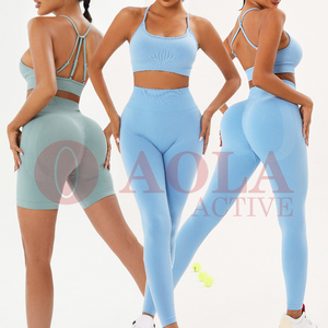 AOLA Seamless Yoga Set 2/3/5 pezzi tuta sportiva abbigliamento da allenamento femminile reggiseno sportivo <span class=keywords><strong>pantaloncini</strong></span> da palestra a vita alta Running abbigliamento sportivo da donna - Product Image 1
