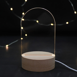 Lampe de nuit en acrylique avec support en bois pour tableau d'affichage, base LED décorative pour chambre, lampe artisanale USB moderne pour la maison - Product Image 6