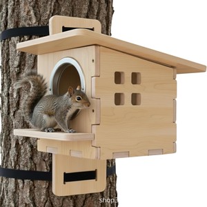 Nido de madera transfronterizo para hámster, casa de almacenamiento de alimento para hámster para árbol exterior, hábitat de madera para animales, comedero - Product Image 1