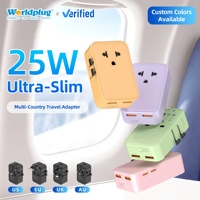 Adaptateur de voyage universel multi-pays Worldplug, nouveau modèle ultra-plat GaN 25W, chargeur de voyage international