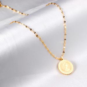 Collier unisexe en acier inoxydable avec pendentif pièce de monnaie de la Reine Elizabeth, chaîne double couche dorée vintage pour clavicule - Product Image 5