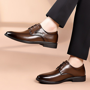 Chaussures habillées en cuir pour hommes, style Oxford, à bout pointu, à lacets, pour le bureau et la carrière, semelle souple, collection automne - Product Image 4