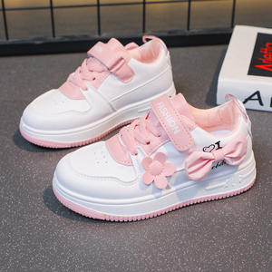 Pembe beyaz şerit yay spor ayakkabı kız bahar sonbahar stilleri çocuk öğrenciler hafif rahat düşük üst düz ayakkabı - Product Image 5