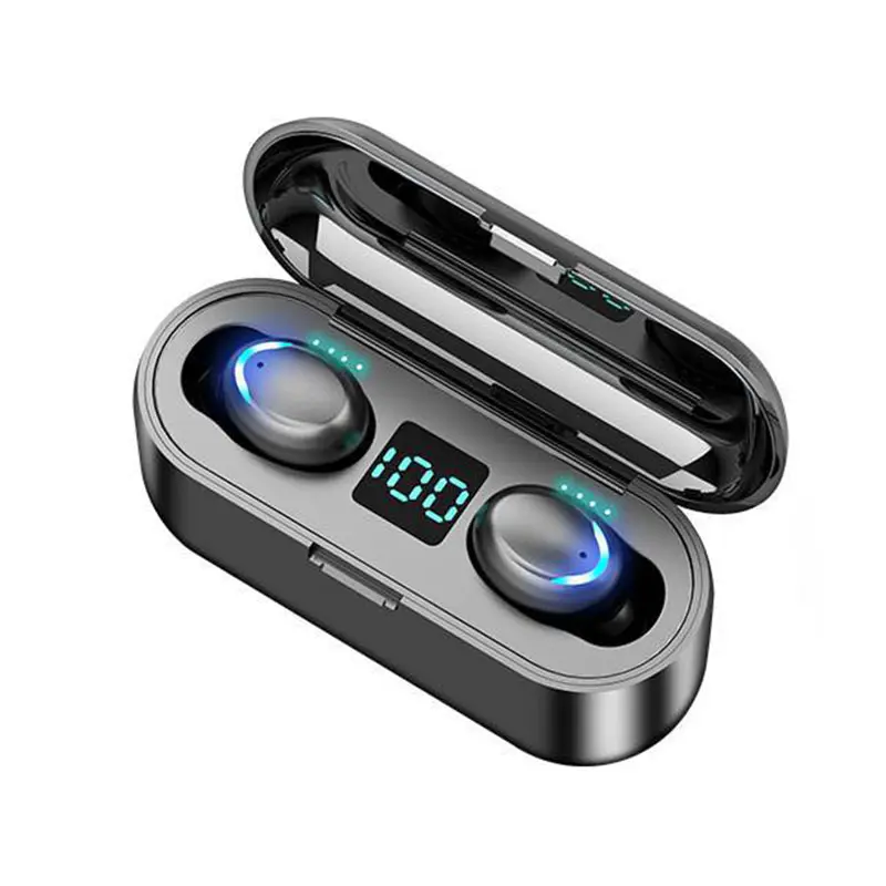 IPX7 Waterproof f9 earbuds True Wireless TWS f9 earbuds Touch Sensor f9 earbuds LED Display with 2000mAh Power Bank