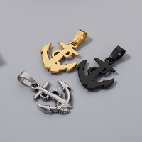 Collier pendentif ancre en acier inoxydable, bijoux tendance pour hommes, croix vintage en acier inoxydable