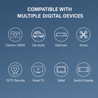 Lecteur de cartes multi-fonctions 4 en 1 USB 3.0 SD TF CF MS Adaptateur de mémoire 5 Gbps avec câble de 15 cm pour appareil photo reflex numérique, caméra d'action, drone, PC Prêt à être expédié