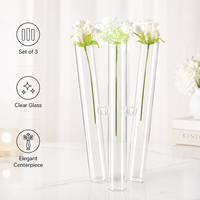 Nouvel ensemble de 3 cylindres en verre pour centre de table de mariage moderne, élégant vase doré rose, support de fleurs