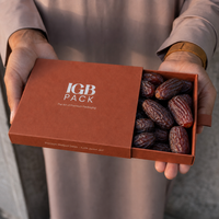 Boîte cadeau de luxe en chocolat et dattes, personnalisable avec logo, écologique, recyclable, avec pelliculage mat et gaufrage, pour la vente en gros haut de gamme
