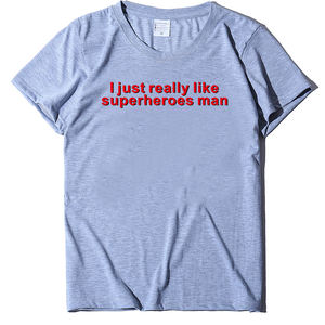 Red I Just Really Like <strong>Superheroes</strong> Man Print <strong>Tshirts</strong> Summer Fashion Clothing Cotton Girls Tops Baggy Crew Neck Women <strong>Tshirt</strong> - Product Image 3