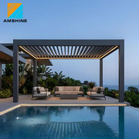 Pérgola Bioclimática de Tamaño Personalizado, Montada en la Pared, Impermeable, para Exteriores, con Techo Abatible Motorizado de Aluminio
