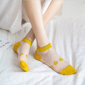 Chaussettes d'été invisibles à ouverture peu profonde pour femmes, 2020, nouveauté, version coréenne pour étudiantes, petits <span class=keywords><strong>bas</strong></span> transparents en verre de marguerite - Product Image 3