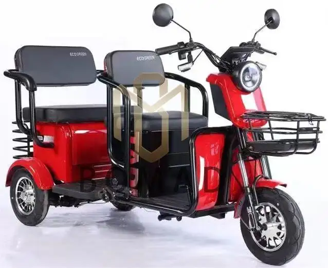 Dieses 600W Haushalts kleine 3-Rad-Elektrofahrrad bietet Platz für drei Personen und hat ein kühles Rot. Bonmad e Fahrrad BM942-3027