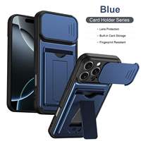 Étui de téléphone avec porte-cartes et protection d'objectif intégrée pour iPhone 18, iPhone 17, 16, 15, 14, 13 Pro Max – Accessoires pour téléphone