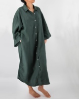 Automne printemps maison robe taille unique convient à la plupart des femmes à manches longues robe de nuit lin Homedress