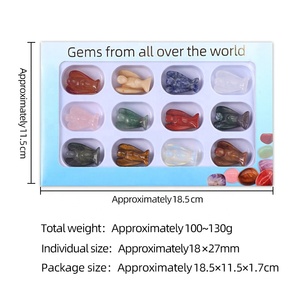 Caja de 12 Adornos/Esculturas de Ágata de Cristal Natural con Grabado de Ángel y Ojo de Tigre, Ecológicas - Product Image 3