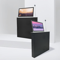 Système multimédia sans papier avec écran rétractable ultra-fin de 15,6 pouces et microphone intégré pour pupitre, podium ou table