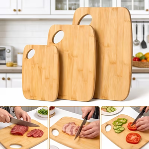 <span class=keywords><strong>Planche</strong></span> à découper en bambou carbonisé, facile à nettoyer, répondant à divers besoins pour le camping et la cuisine en plein air. - Product Image 5