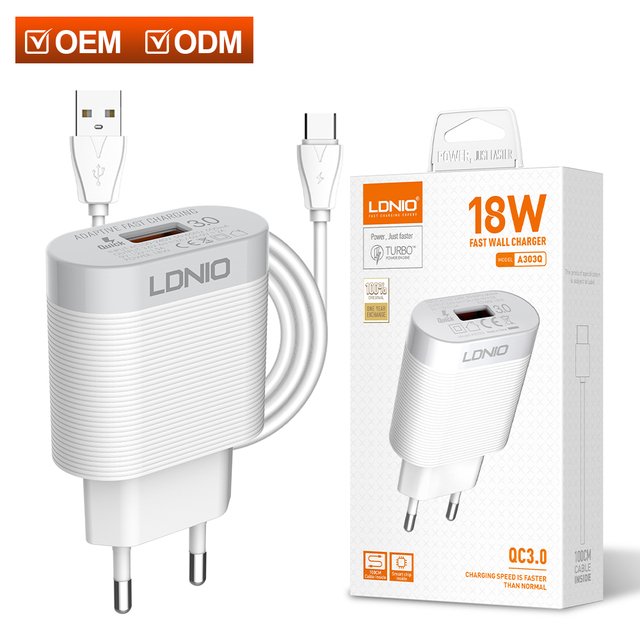 LDNIO A303Q Wholesale Portable Cellphone Wall Chargers for Android Quick Charging for samsung Super Fast Charger