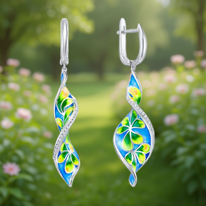 E4825 Pendientes colgantes de oro blanco con diseño de flores y cristales de imitación, joyería romántica para fiesta para mujer - Product Image 2