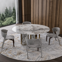 Table à manger italienne élégante et rotative, ensemble de 4 ou 6 chaises, table ronde de luxe en marbre