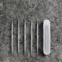 Juego de 5 piezas de herramientas de belleza y arte: Bolígrafo perforador de doble punta de plástico con mango metálico, pincel de nailon y herramienta de punteado angular estilo blush.