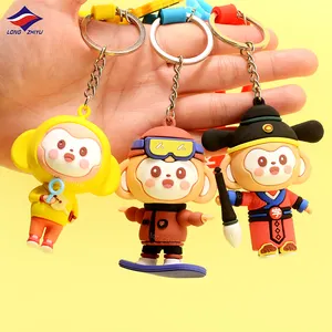 Longzhiyu 17 Years Factory Cute Monkey Keychain Custom 3D PVC Soft Rubber Keyring Personalized Design