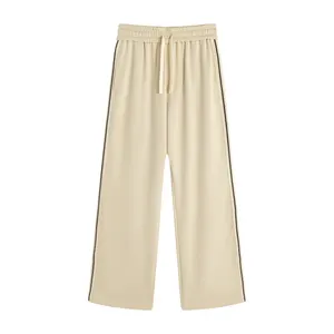 Pantalones casuales ropa de mujer 2023 otoño nuevo diseño lateral de cintura pantalones de pierna ancha para mujer