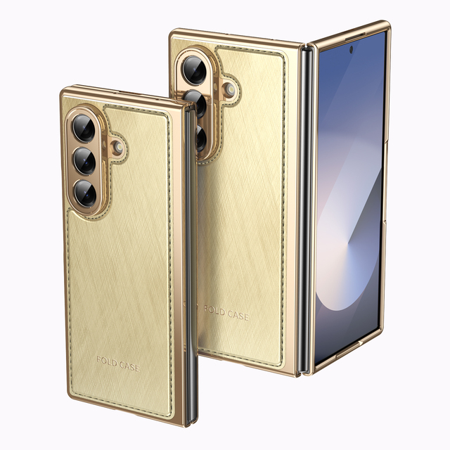 HandFell Phone Case for Samsung Galaxy Z Fold7 Fold 7 6 5 4 3 5G Cross Texture Tempered Glass Front Film Simple Funda Covers