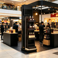 Support de présentation de vin en métal personnalisé, porte-bouteilles autoportant, étagère de présentation pour magasin de spiritueux, présentoir pour vente au détail