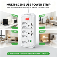 Multiprise avec USB-C, rallonge de prise brésilienne 10 en 1, 5 prises NBR 14136, 2 prises universelles, 2 ports USB, 1 port de charge Type-C